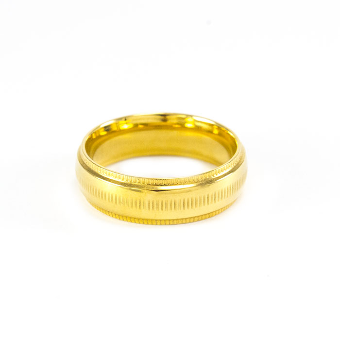 Кольцо с засечками золотистое Арт. RN077SL