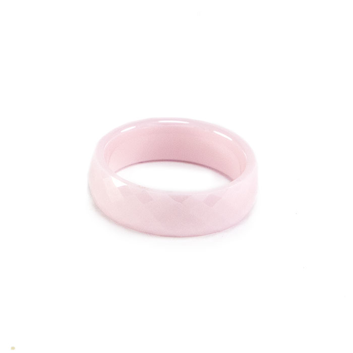 Кольцо керамическое граненое розовое Арт. RN033CR