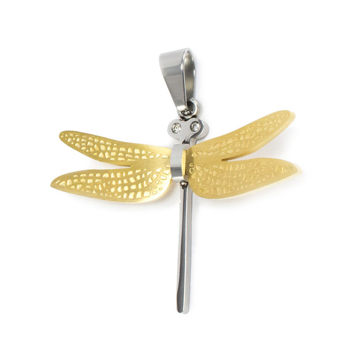 Кулон Стрекоза с золотистыми крыльями Арт. PD011SL