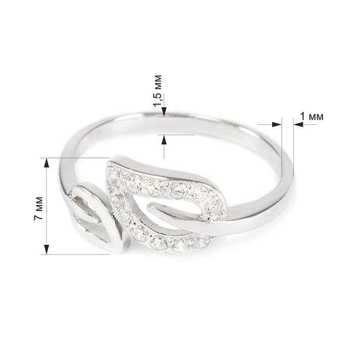 Серебряное кольцо Листочки с фианитами Арт. RN009SV