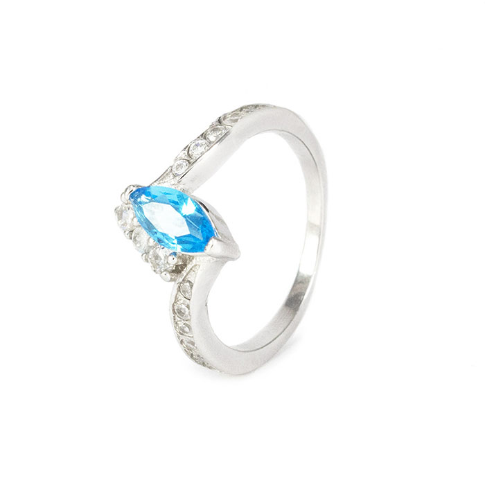 Серебряное кольцо с голубым фианитом Арт. RN003SV