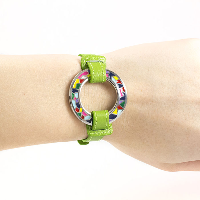 Кожаный браслет Часики зеленый Арт. BS015LR