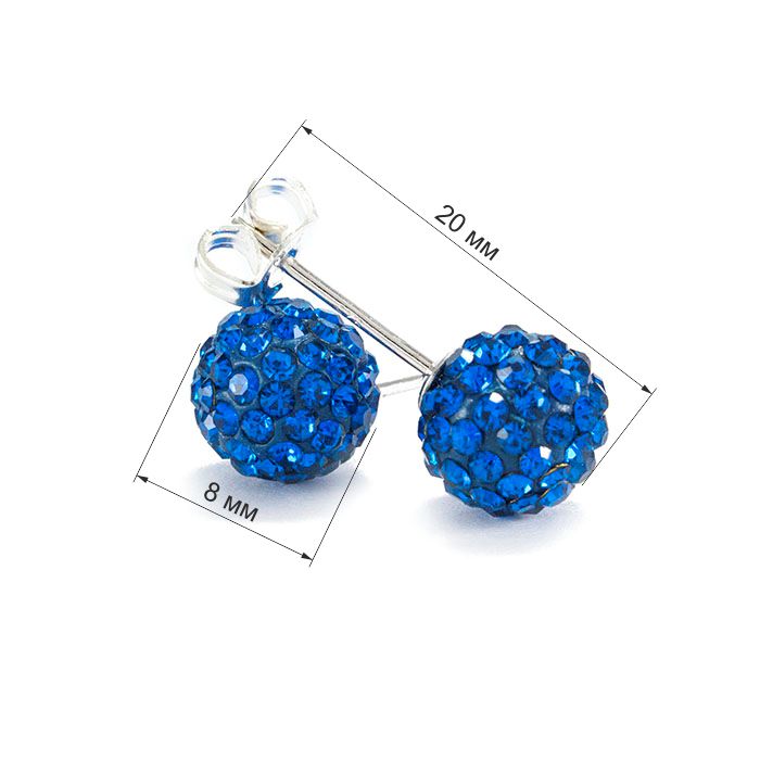 Сережки-гвоздики Кристальный шар 8 мм синие Арт. ER073SL