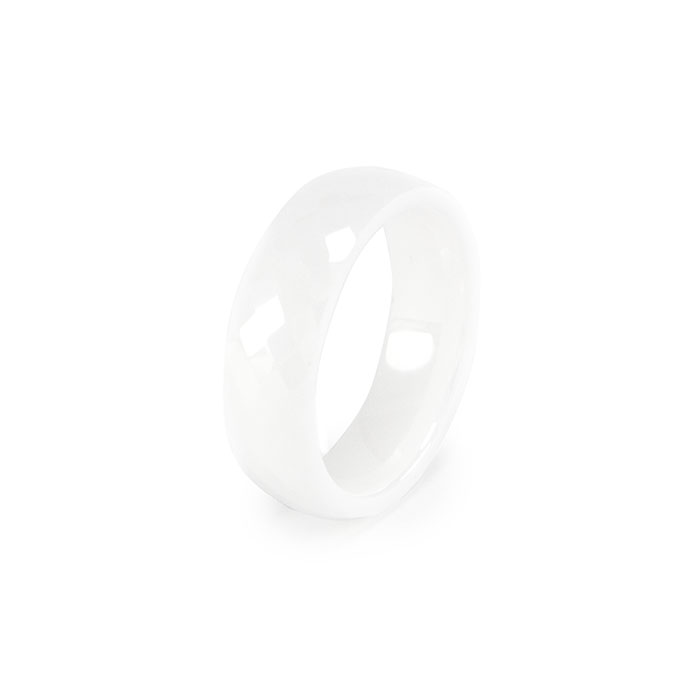 Кольцо керамическое граненое белое Арт. RN032CR