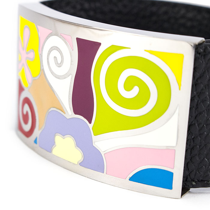 Кожаный браслет широкий с разноцветными вставками Арт. BS029LR