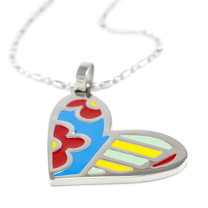 Кулон Сердце с разноцветными вставками Арт. PD051SL