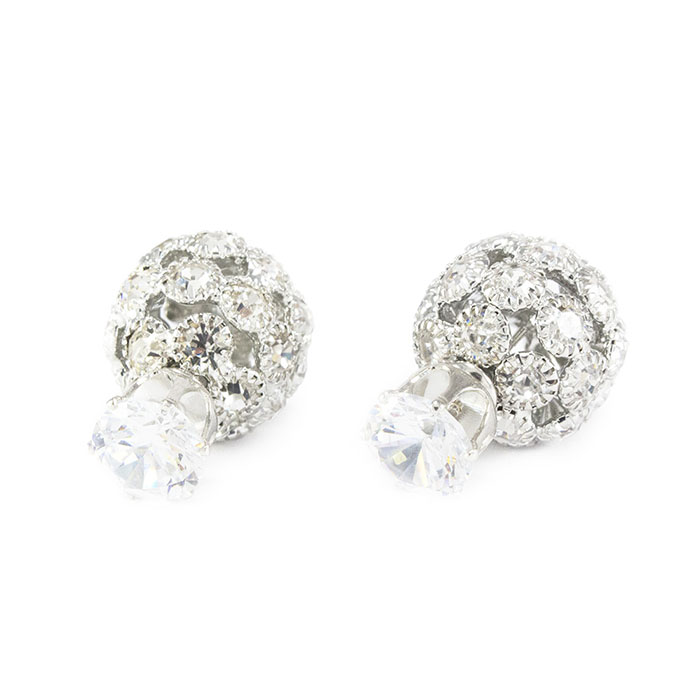 Сережки Кристальный шар в стиле Dior серебристые Арт. ER015SL