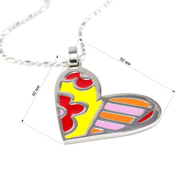Кулон Сердце с разноцветными вставками Арт. PD056SL