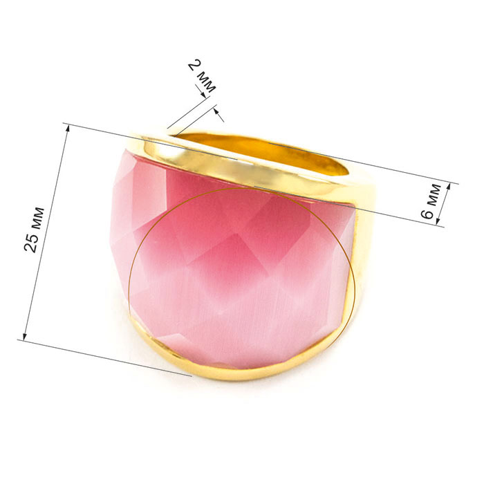 Кольцо крупное с розовым камнем Арт. RN060SL