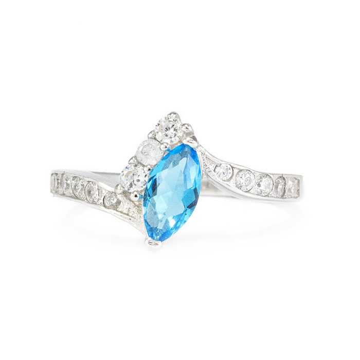 Серебряное кольцо с голубым фианитом Арт. RN003SV
