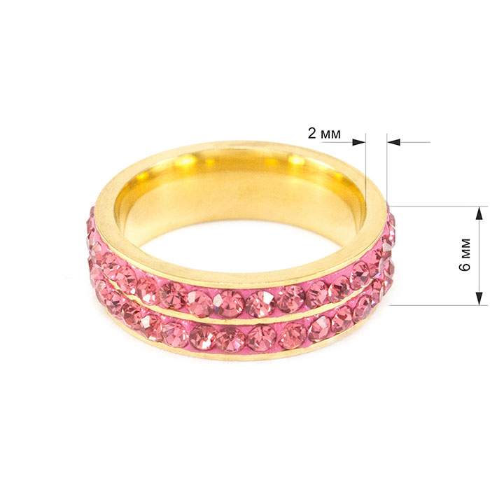 Кольцо с двумя рядами розовых фианитов Арт. RN017SL