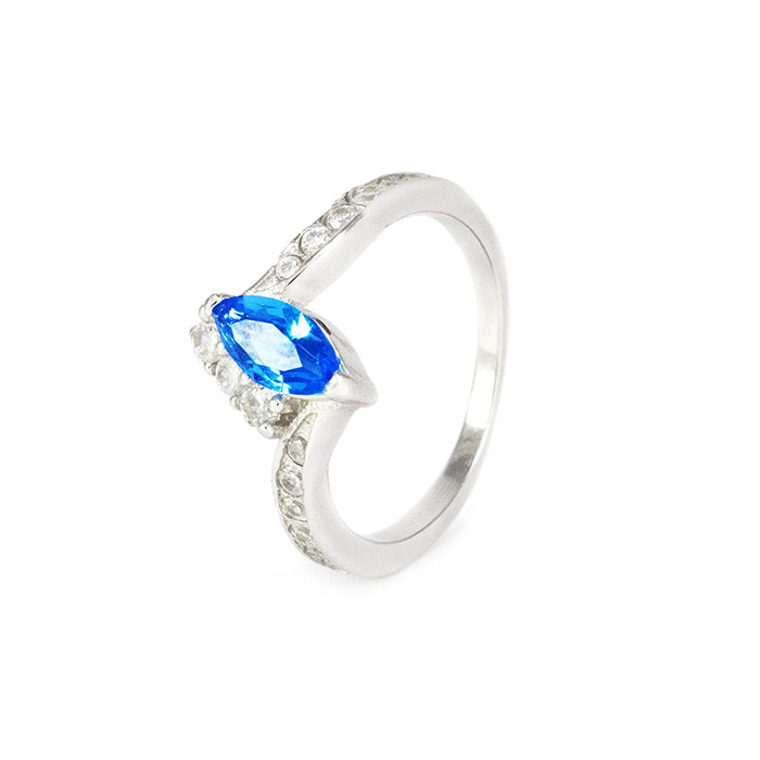 Серебряное кольцо с синим фианитом Арт. RN004SV
