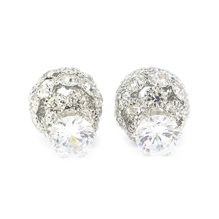 Сережки Кристальный шар в стиле Dior серебристые Арт. ER015SL