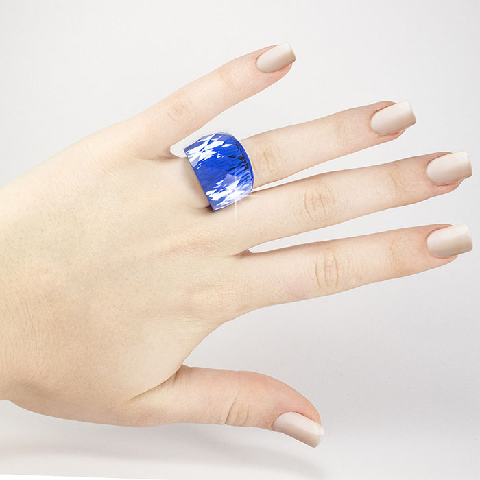 Кольцо крупное с синим камнем Арт. RN057SL