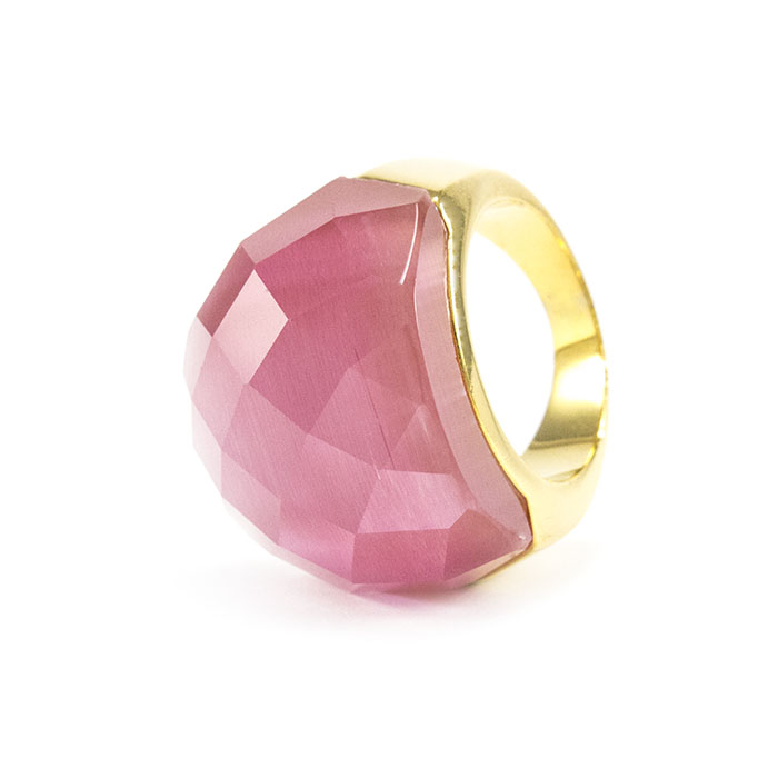 Кольцо крупное с розовым граненым камнем Арт. RN059SL